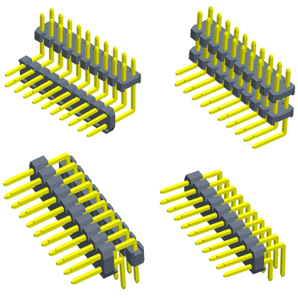2.54mm排针 双排 90度 单塑/多塑